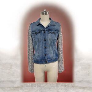 Jessica Simpson Havana Denim Blue & Gray Fabric Cotton Jacket size M Like New